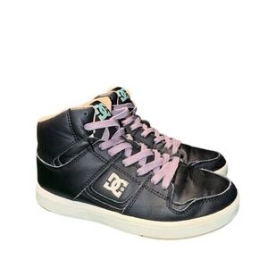 DC Shoe Cure Hi Top Elastic Black Mint Lavender Skate Sneaker Youth 3 ADGS700035